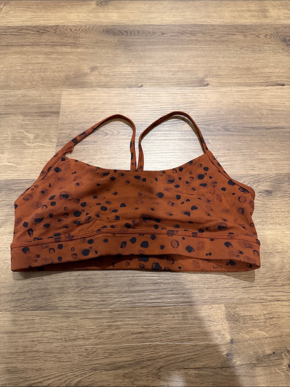 Rust Spotted Strappy Sports Bra Bodysuit - Women